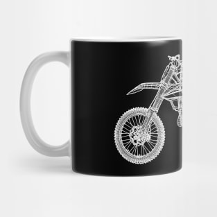 White 450 SX-F Bike Blueprint Sketch Art Mug